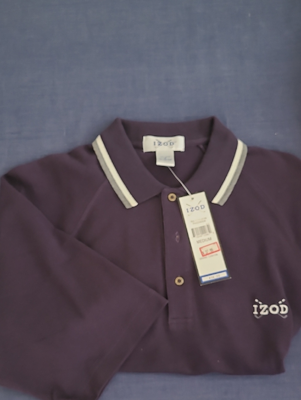 IZOD Men's Purple Golf Shirt with White Trim